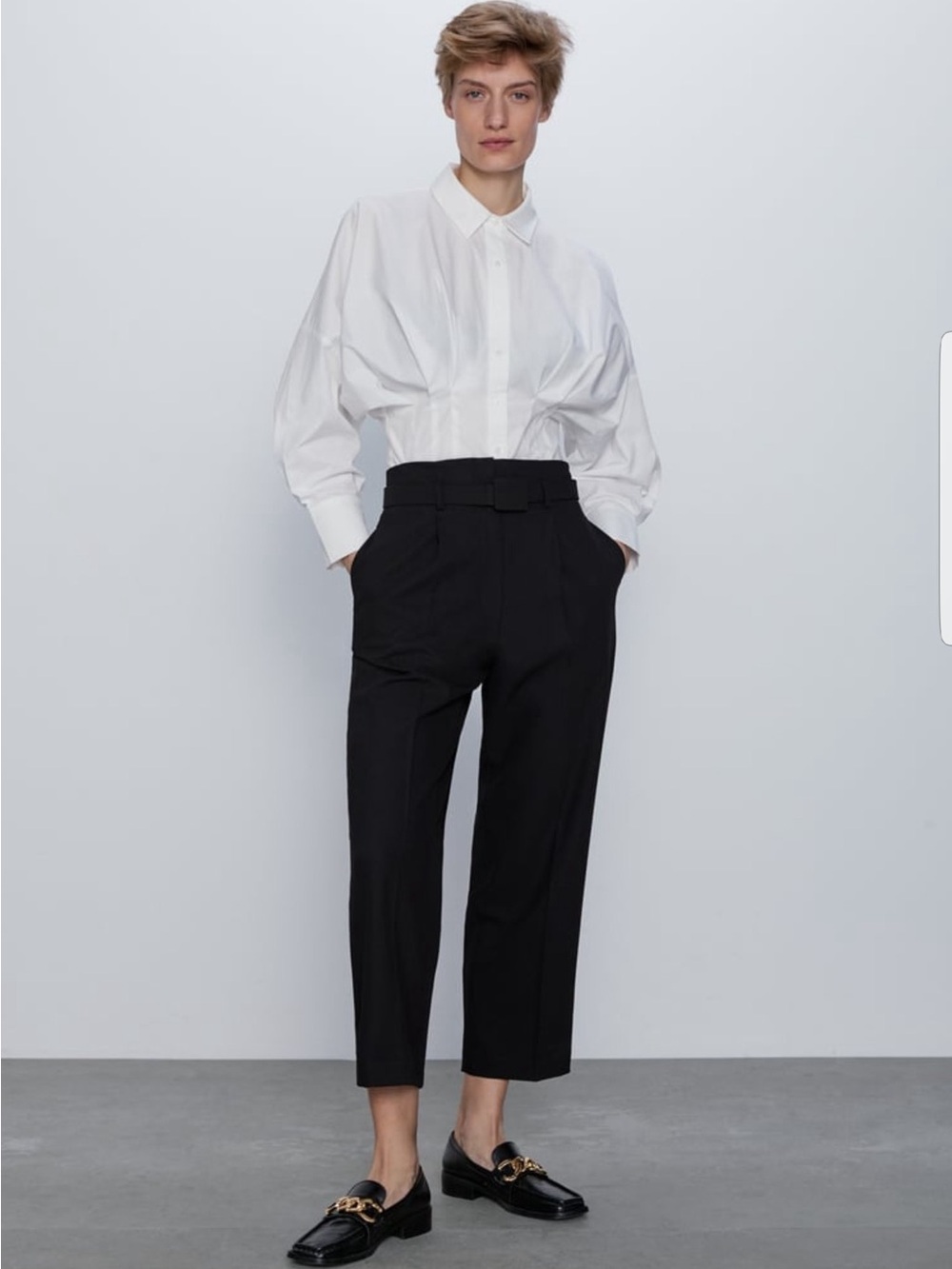 Zara Black Belted Tailored black Pants